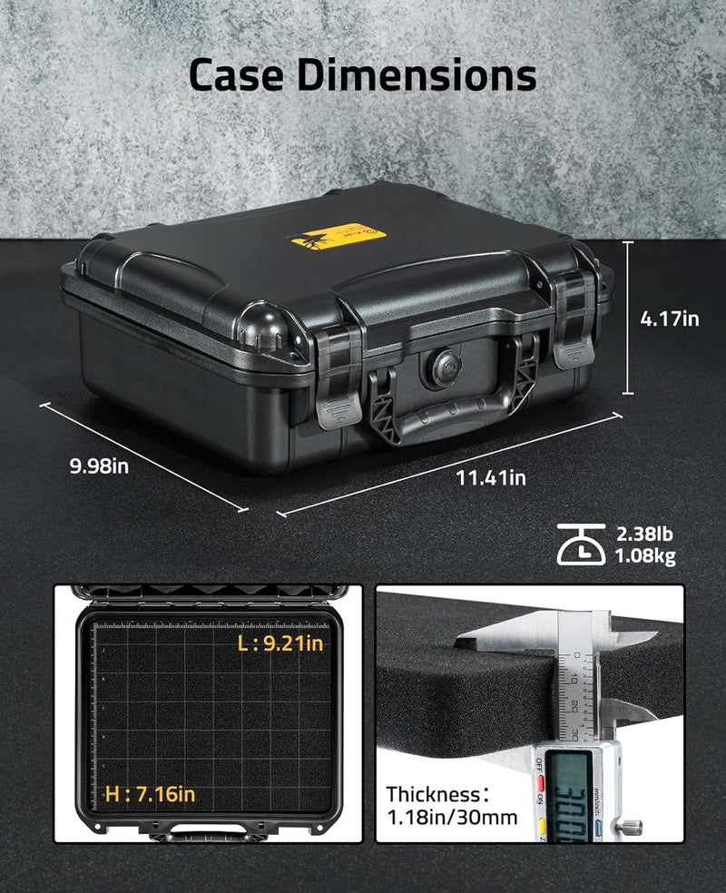 CVLIFE Gun Case for Pistol Handguns, TSA Approved Pistol Case Hard Shell Waterproof with Dual-Layer DIY Customizable Pre-cut Foam, Travel Pistol Cases Lockable 9mm Gun Case - Image 5